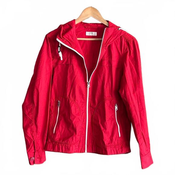 Uniqlo Red Windbreaker Jacket Lightweight Hooded Outerwear Size XS - Picture 1 of 6